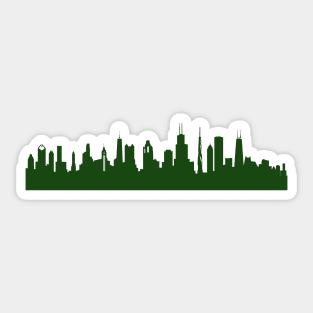 CHICAGO skyline in forest green Sticker